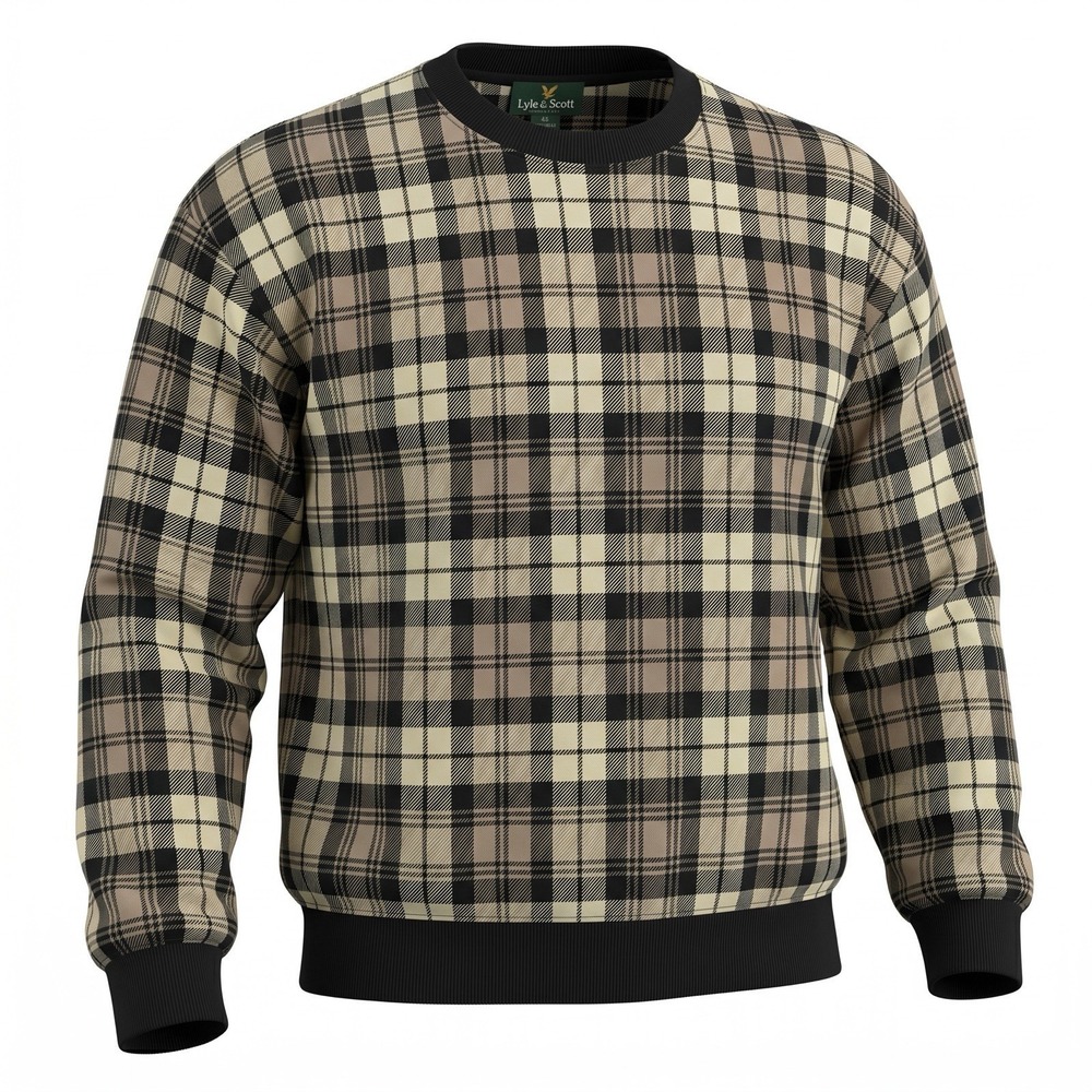 LYLE & SCOTT Sweater Mens XXL Plaid Crewneck Cotton Acrylic Made in USA